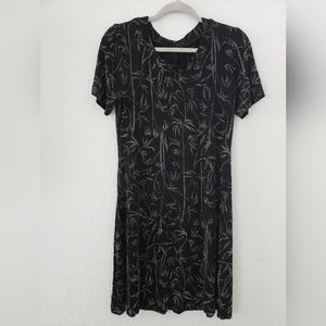 Vintage Minimal Tropical Print Swing Mini Dress